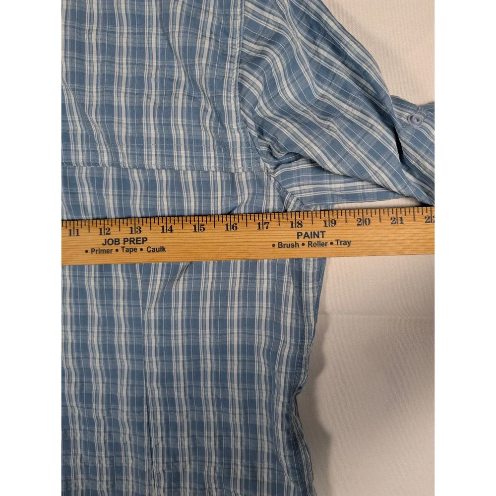 LL Bean Womens Blue Plaid Roll Tab L/S Hiking Shirt Ventilated 254500 Size M - Picture 6 of 8